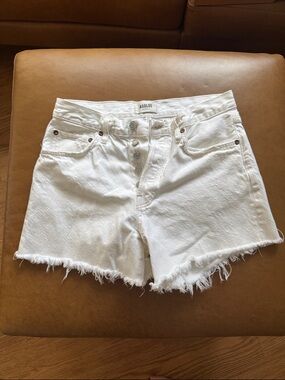Agolde Parker Long Shorts in White “Panna Cotta“ - 100% Organic Cotton